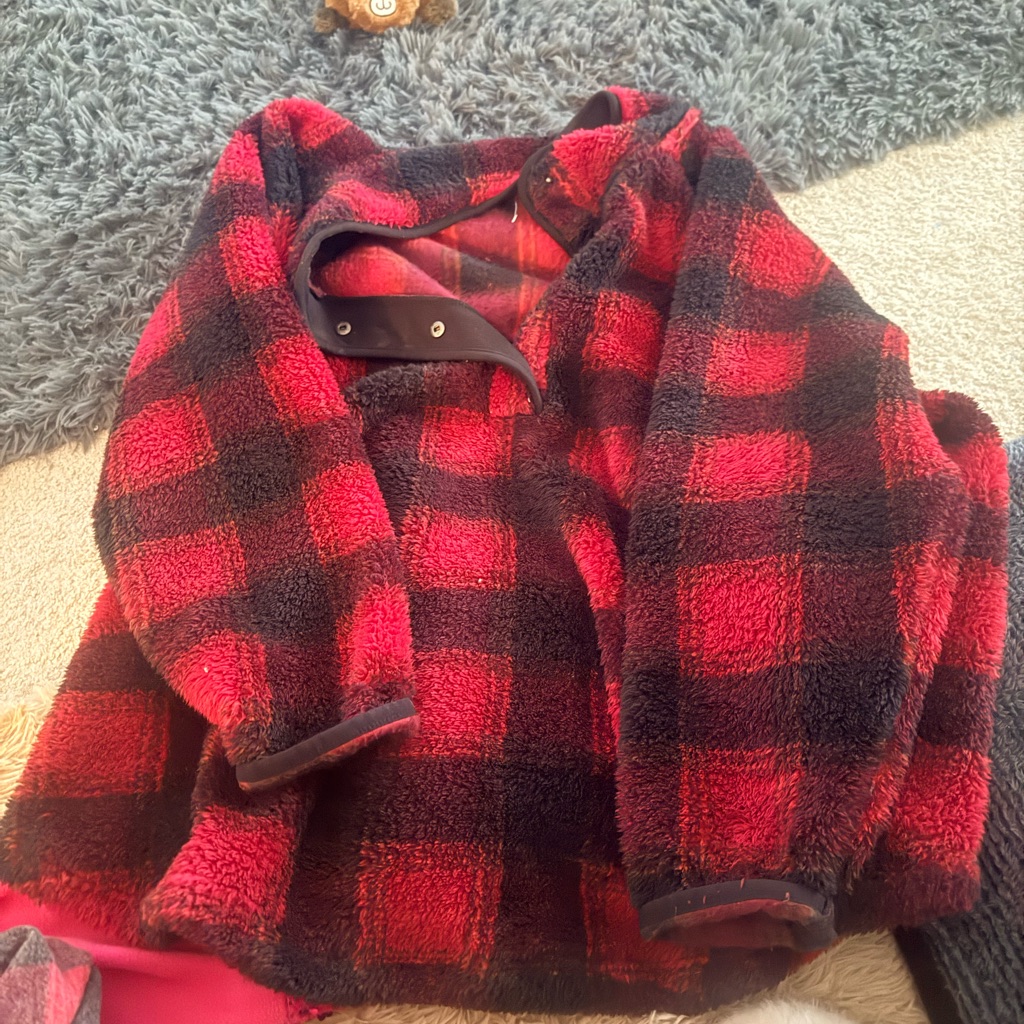 Red And Black Plaid Fleece Jacket